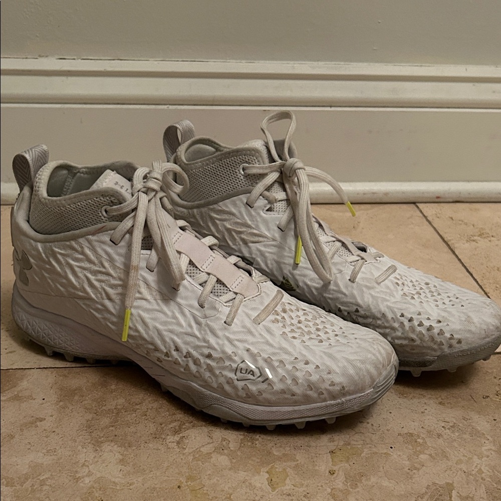 Under Armour Gray and White Lacrosse Turf Cleats men/women